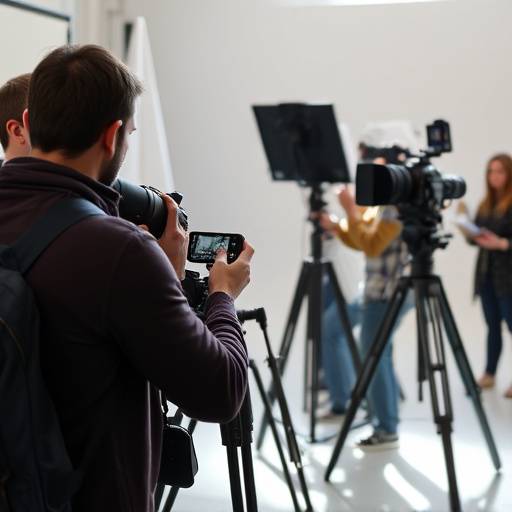 Equipe da FotoArte trabalhando em um ensaio fotográfico