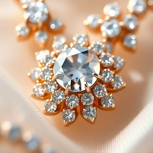Fotografia de joias finas com close-up dos detalhes e brilhos, em um fundo suave e elegante.