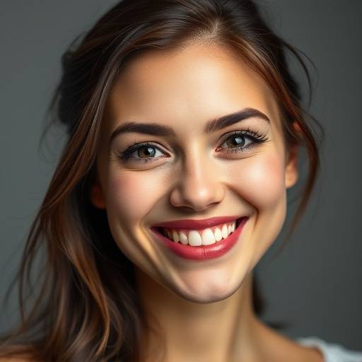 Retrato de uma mulher sorrindo em um estüdio