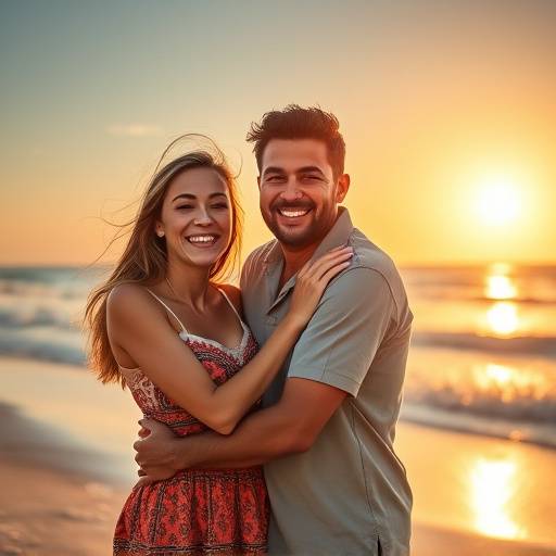 Uma fam√≠lia feliz sorrindo e abra√§ando-se durante um ensaio fotogr√°fico ao ar livre em uma praia ensolarada em Florian√≥polis.